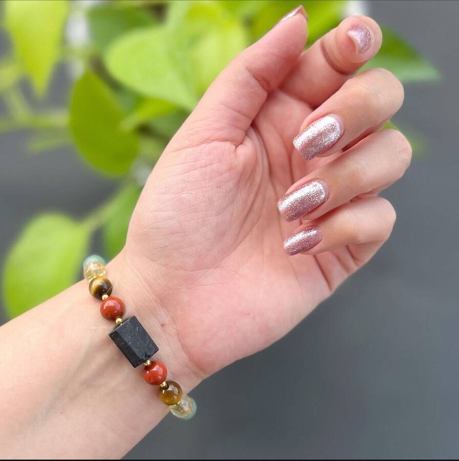 دستبند تورمالین سیاه و هفت چاکرا