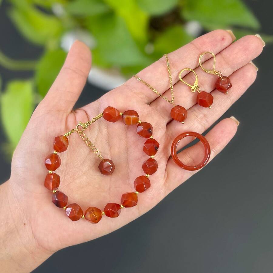 دستبند کارنلین تراش استار