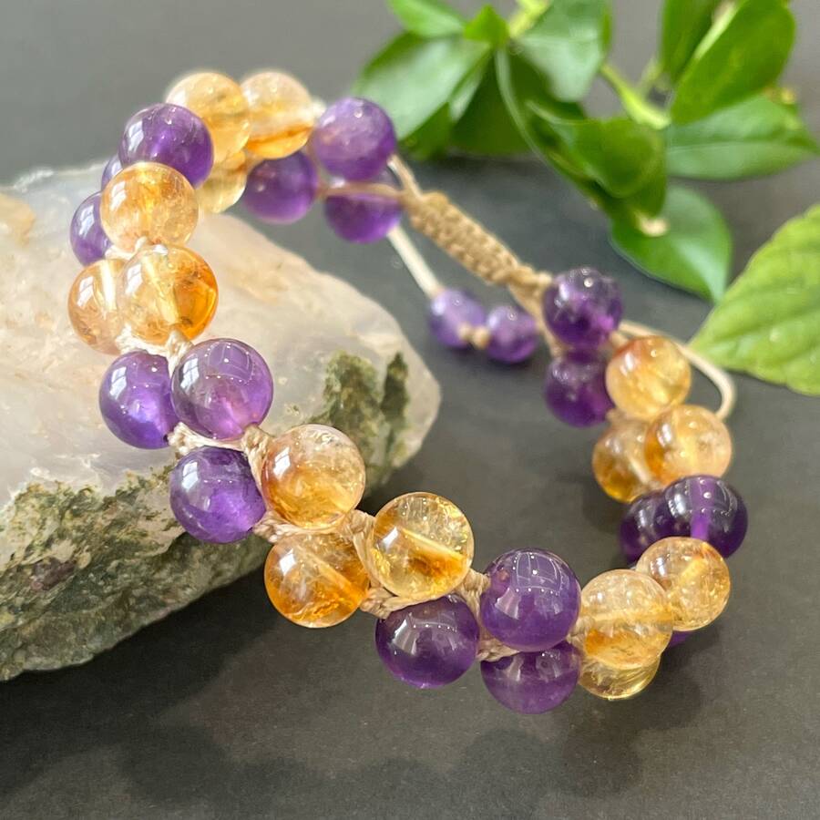 دستبند آمیتیست و سیترین دوردیفه