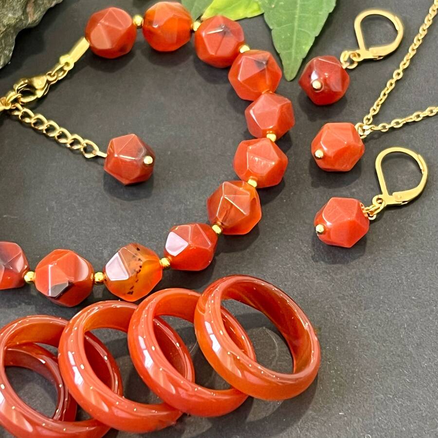 دستبند کارنلین تراش استار