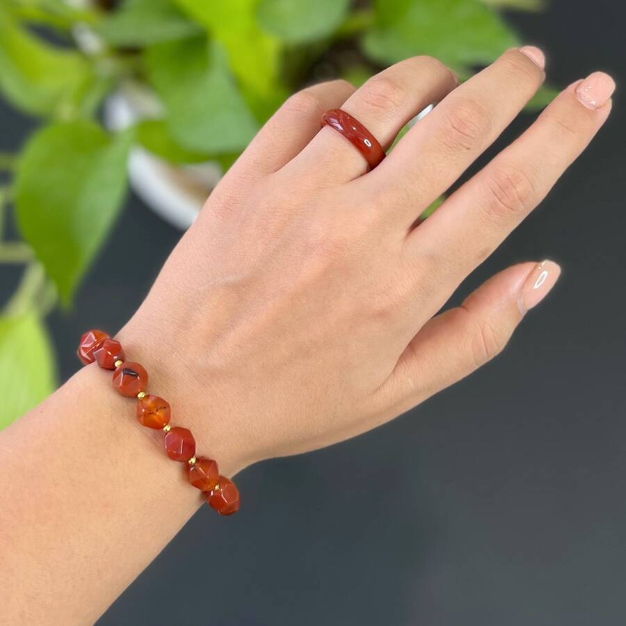 دستبند کارنلین تراش استار