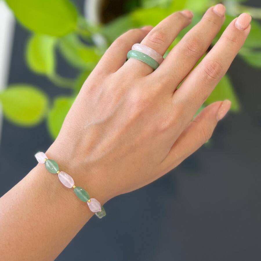 دستبند اونتورین و رزکوارتز هلی