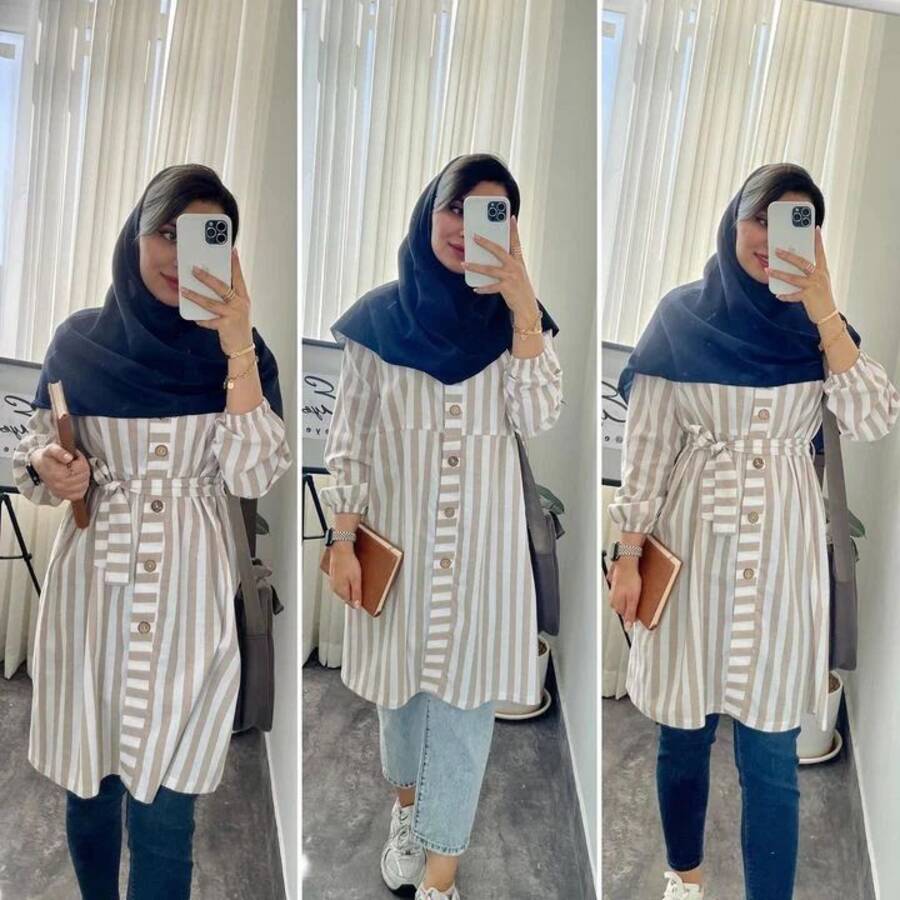 مانتو دانشجویی راه راه