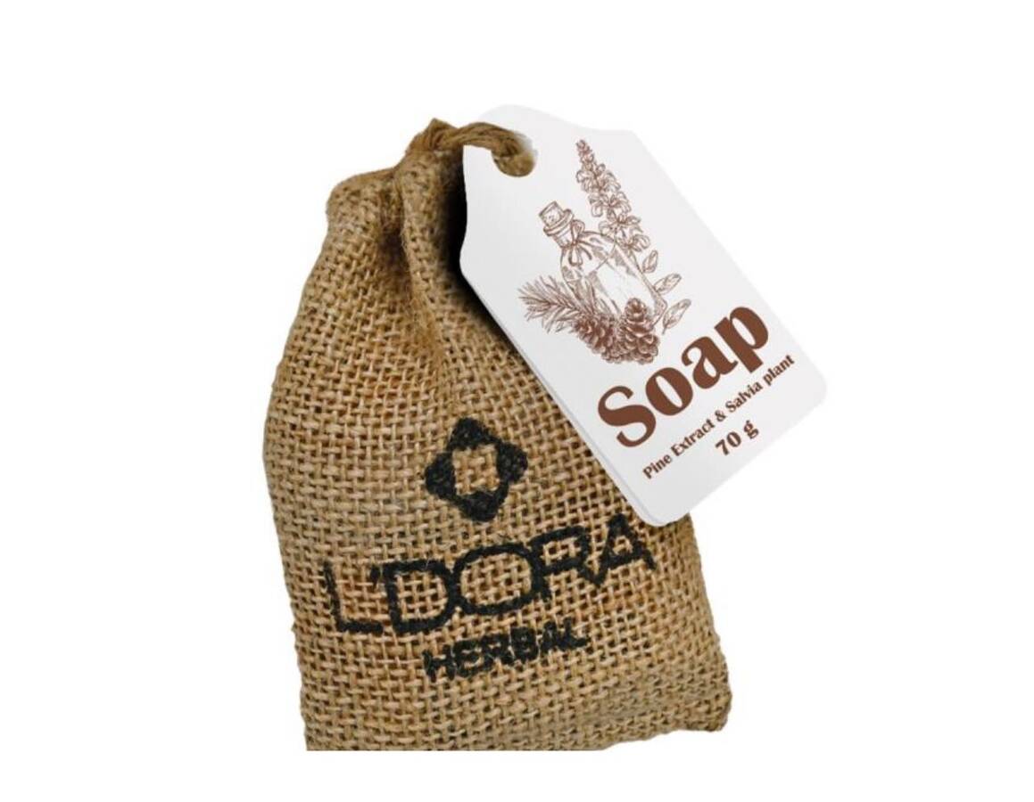 صابون گیاهی حاوی عصاره کاج وگیاه مریم گلی لدورا هربال