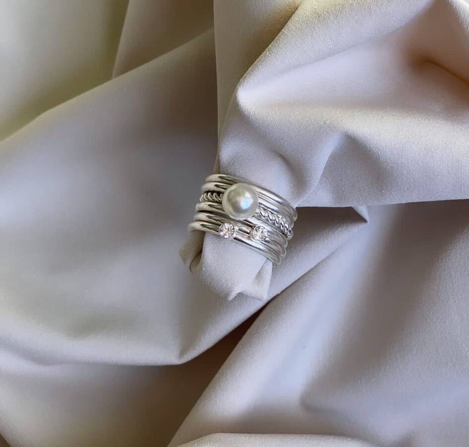 انگشتر مرواریدی چند رج 