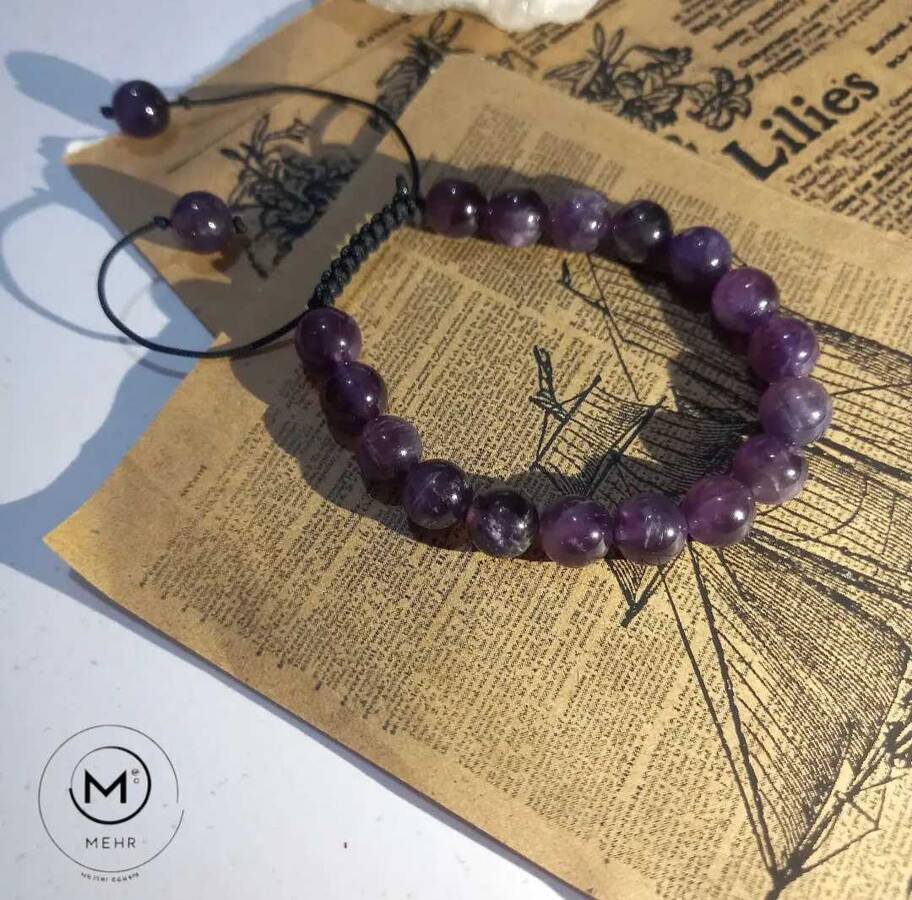 دستبند آمیتیست تراش خورده 