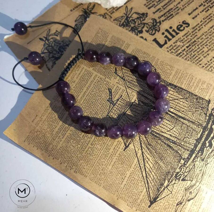 دستبند آمیتیست تراش خورده 