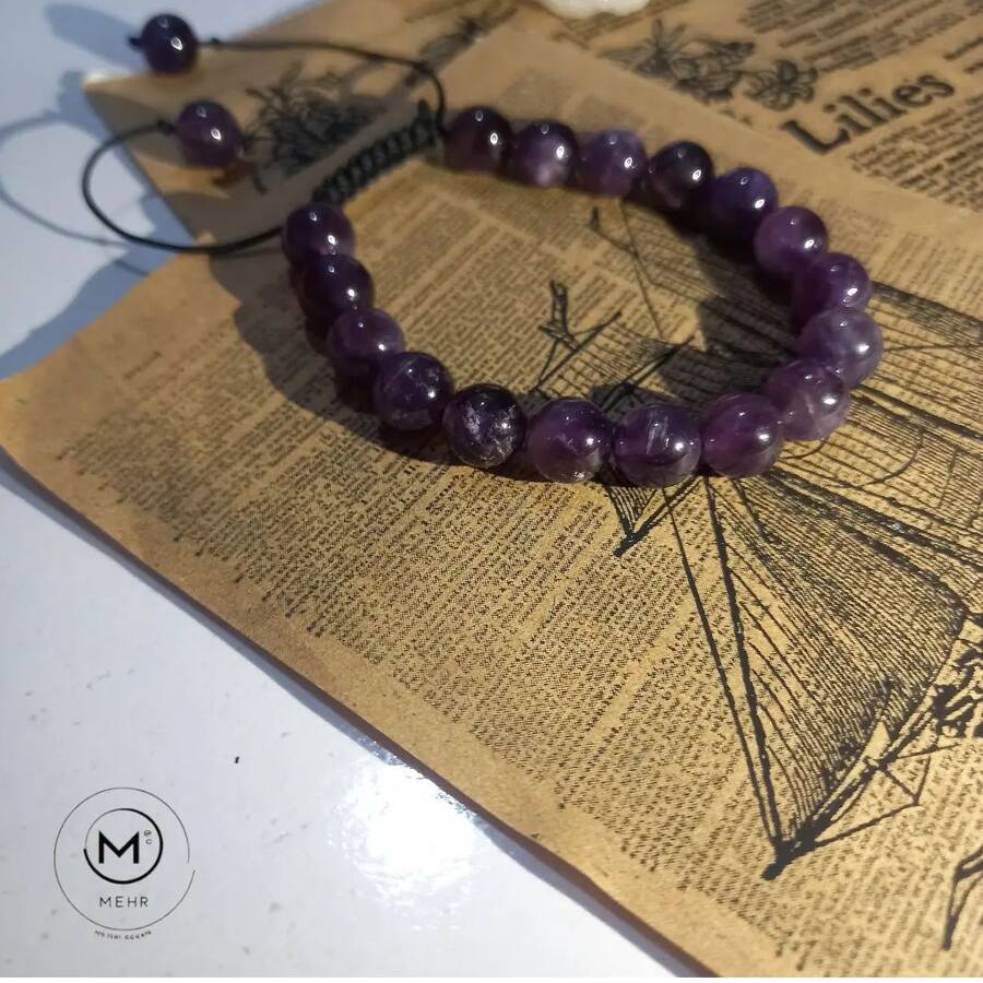 دستبند آمیتیست تراش خورده 