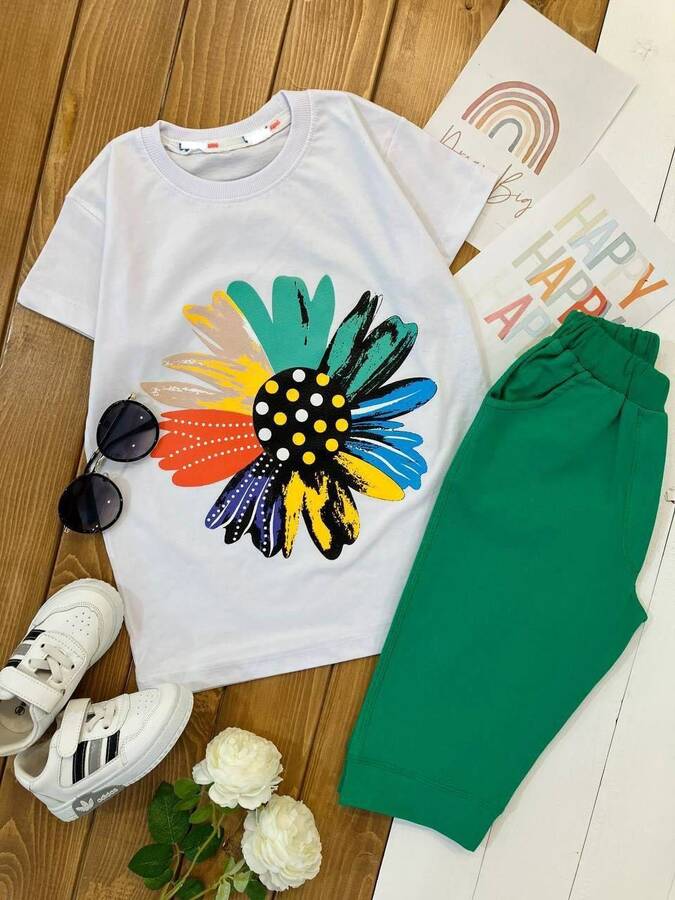 تیشرت شلوارک گل