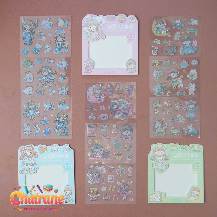 استیکر شفاف سه عددی طرح دختر (کد 8002)