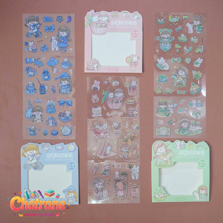 استیکر شفاف سه عددی طرح دختر (کد 8002)