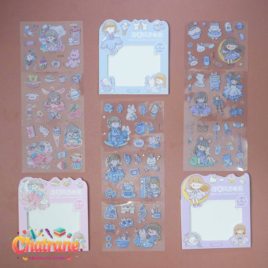 استیکر شفاف سه عددی طرح دختر (کد 8002)