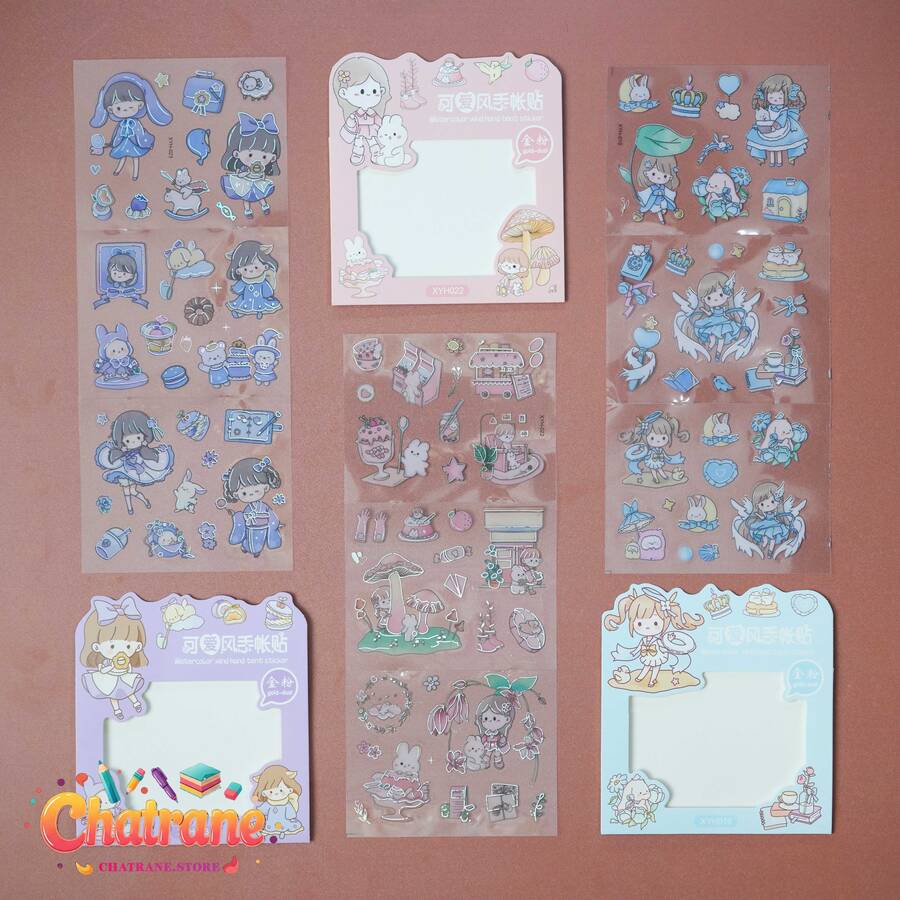 استیکر شفاف سه عددی طرح دختر (کد 8002)
