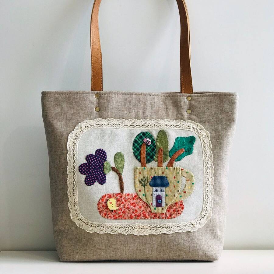 کیف دست دوز مدل فنجون و گل 