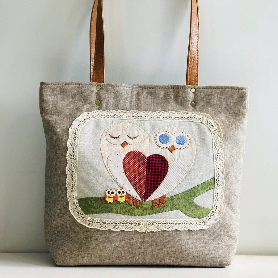 کیف دست دوز مدل جغد و قلب 