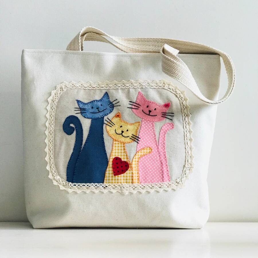 کیف دست دوز مدل خانواده گربه