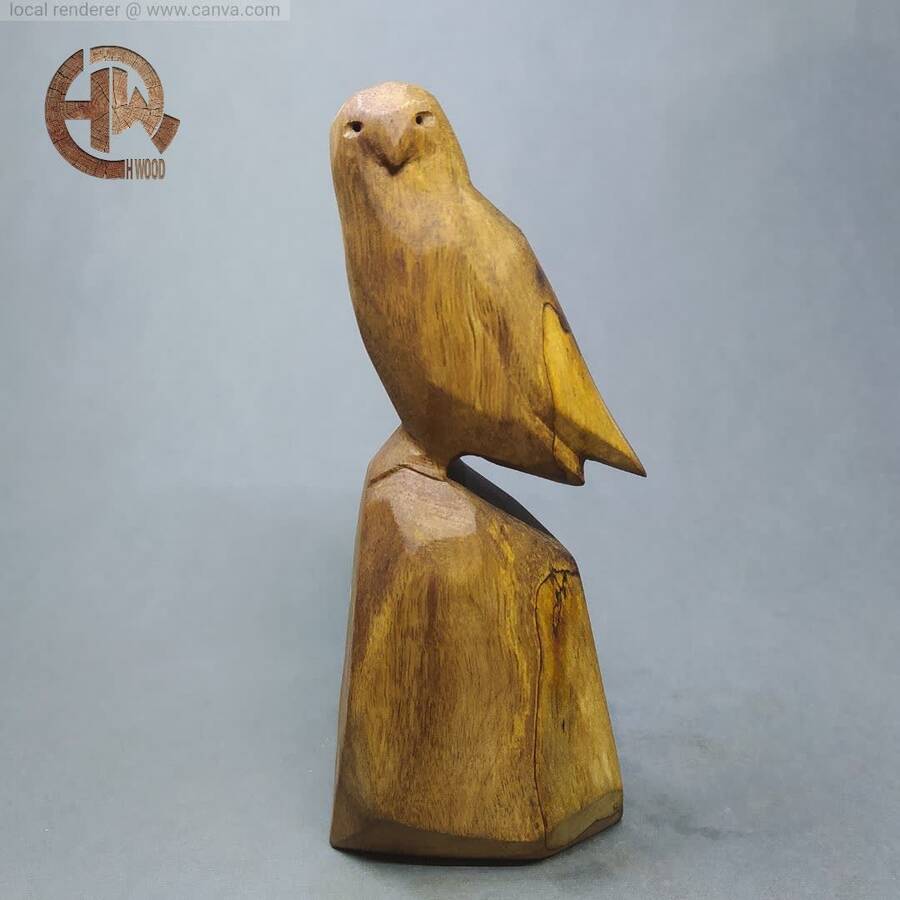 مجسمه چوبی جغد برفی