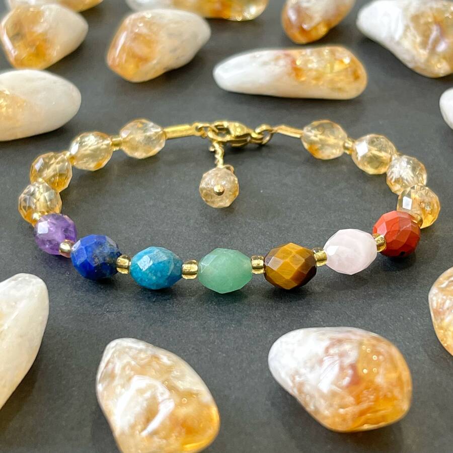 دستبند هفت چاکرا تراش جواهری