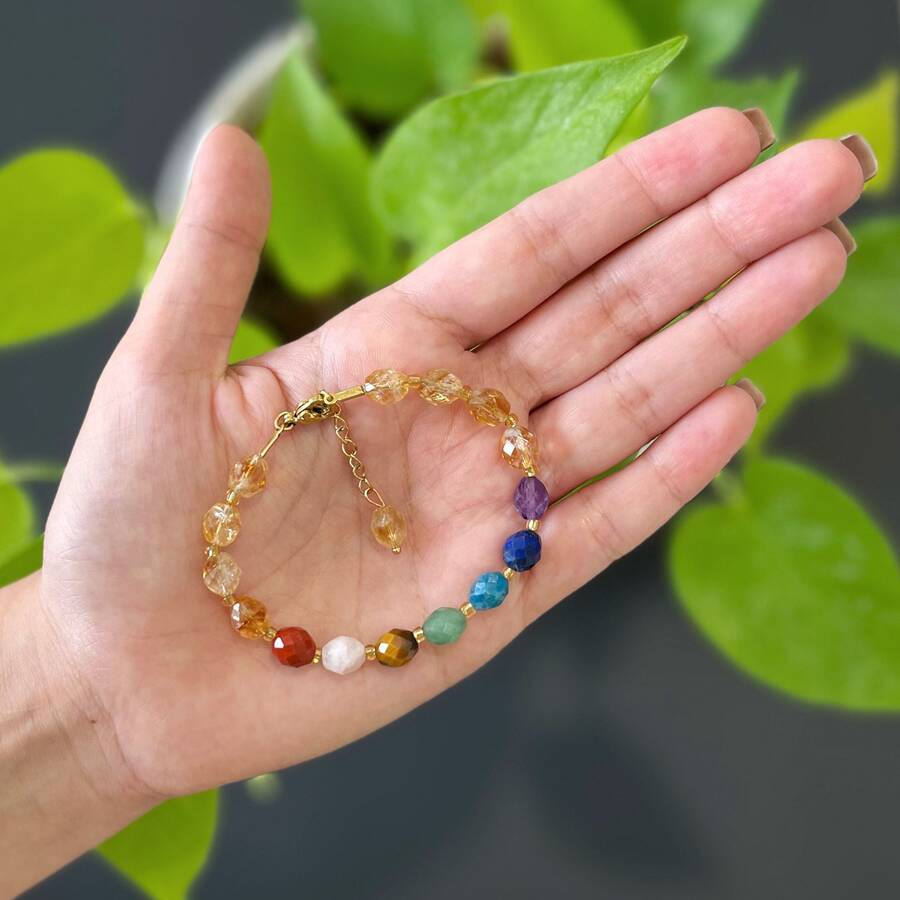 دستبند هفت چاکرا تراش جواهری