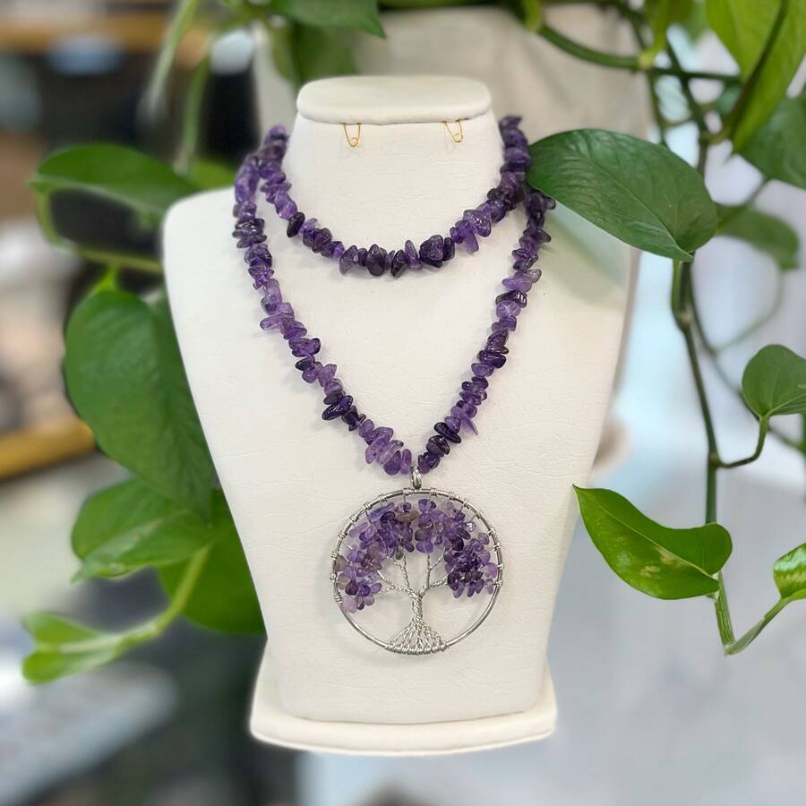 گردنبند و دستبند نا منظم آمیتیست