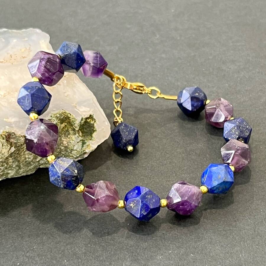 دستبند آمیتیست و لاجورد