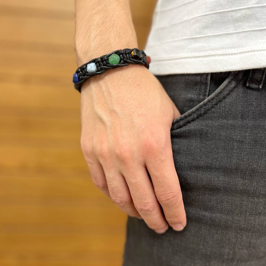 دستبند بافت چرم تراش استار