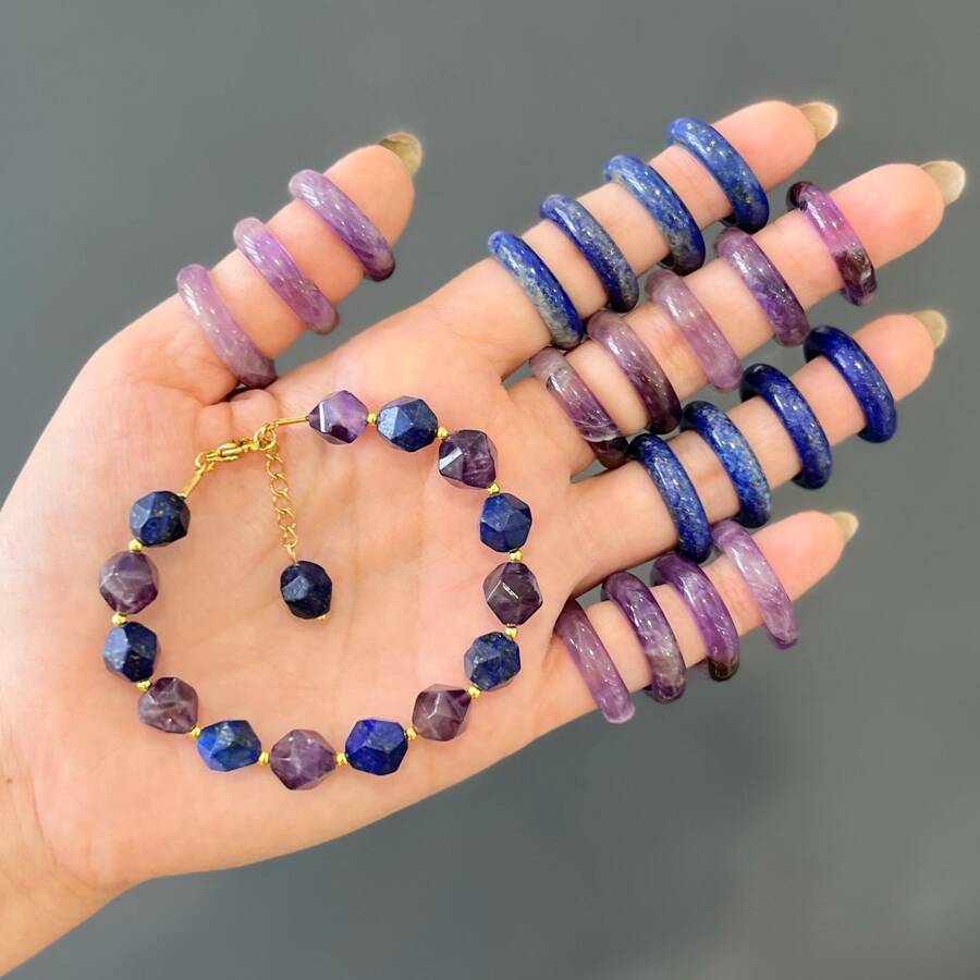 دستبند آمیتیست و لاجورد