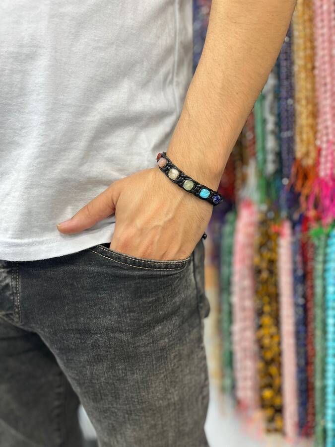 دستبند مردانه ترکیبی «هفت چاکرا»