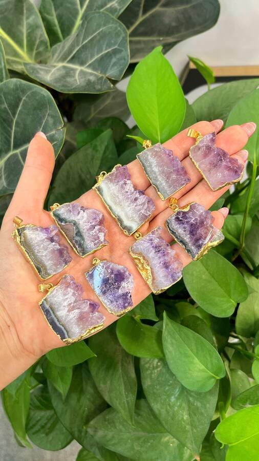 آویز های آمیتیست اسلایسی