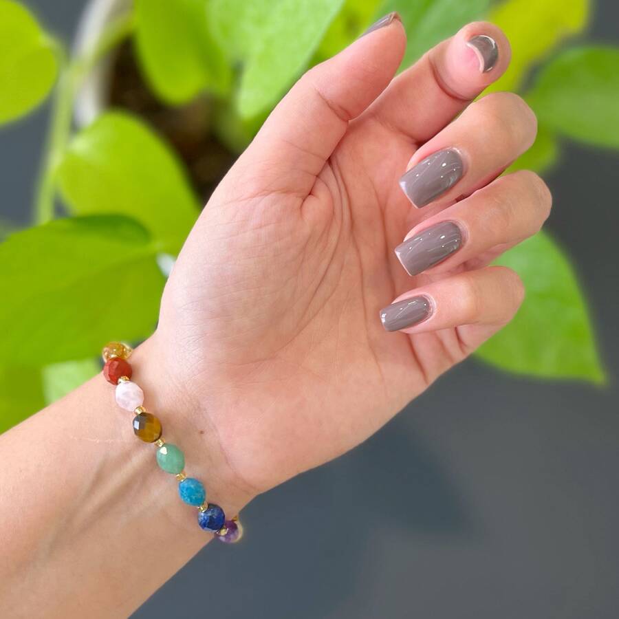 دستبند هفت چاکرا تراش جواهری