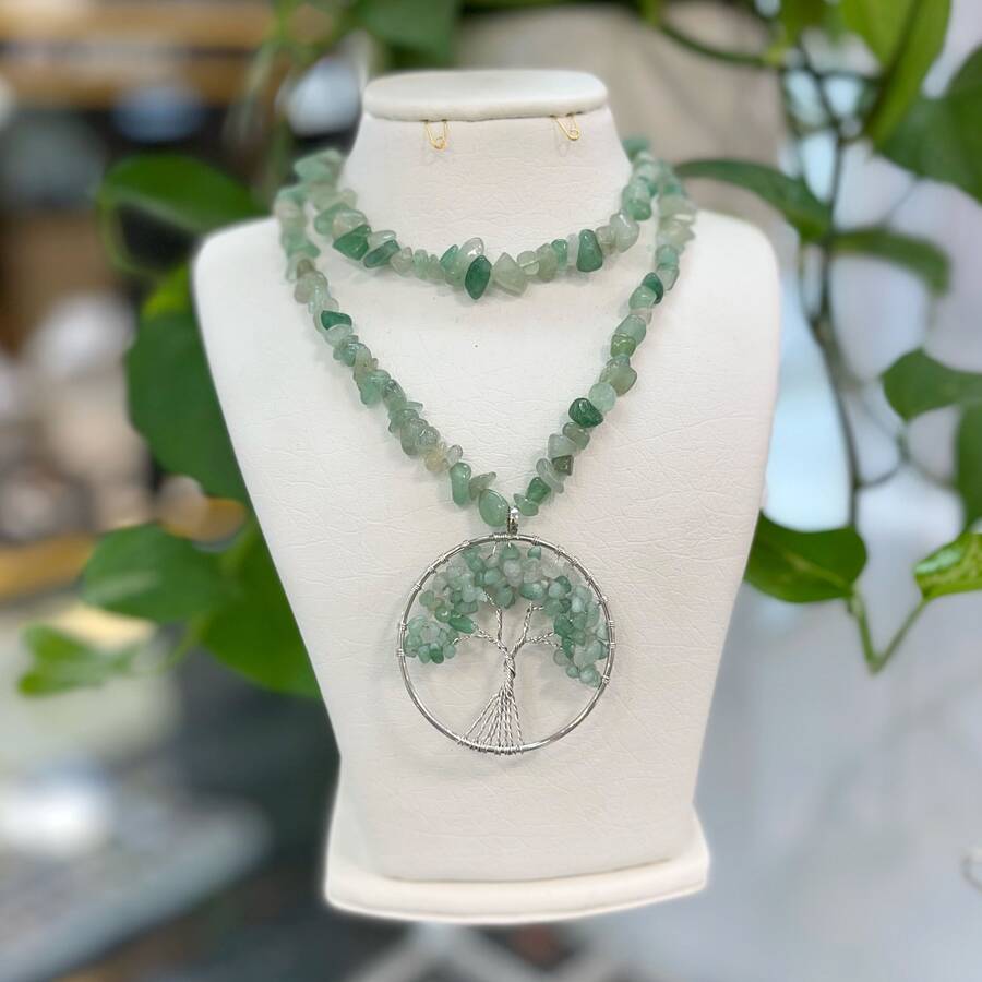 ست دستبند گردنبند گوشواره سنگ اونتورین