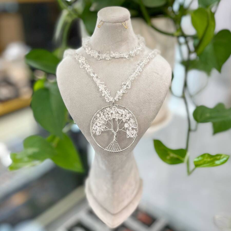 گردنبند و دستبند نا منظم کریستال کوارتز