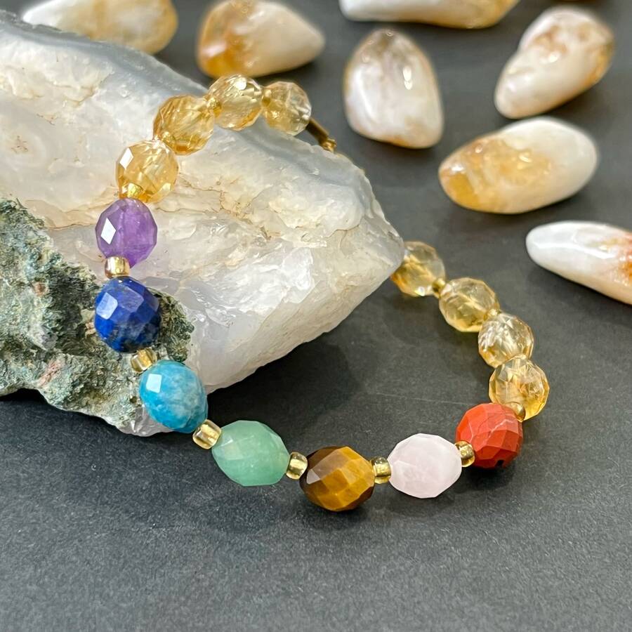 دستبند هفت چاکرا تراش جواهری