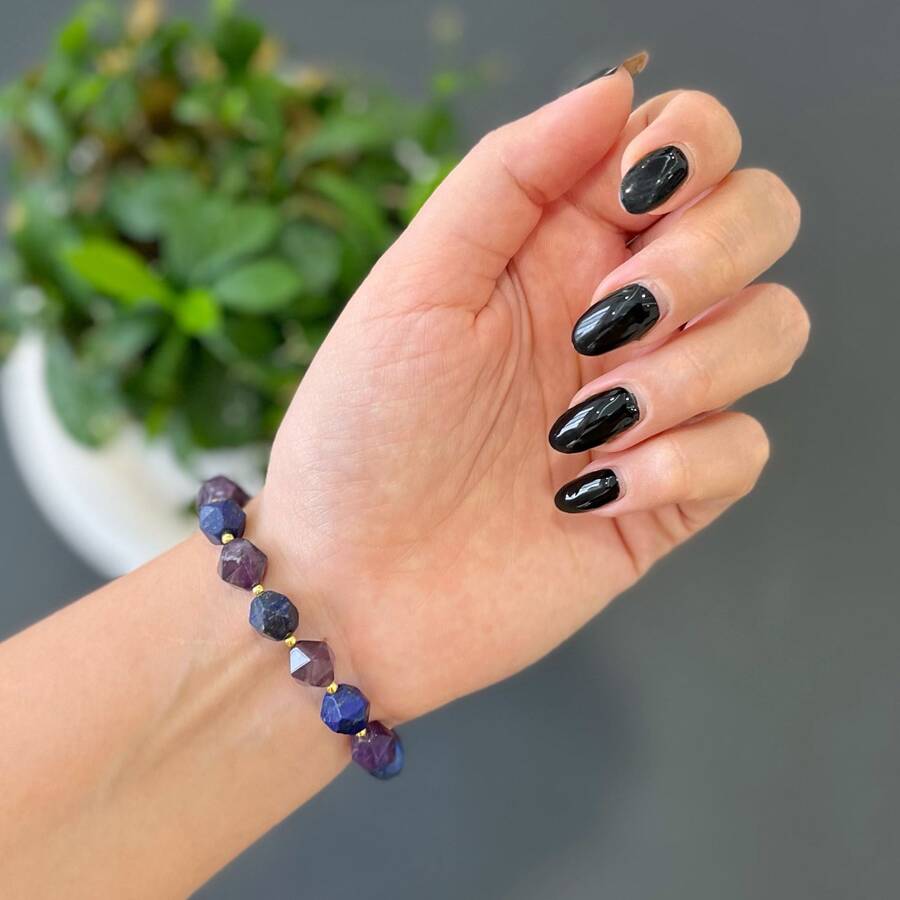 دستبند آمیتیست و لاجورد