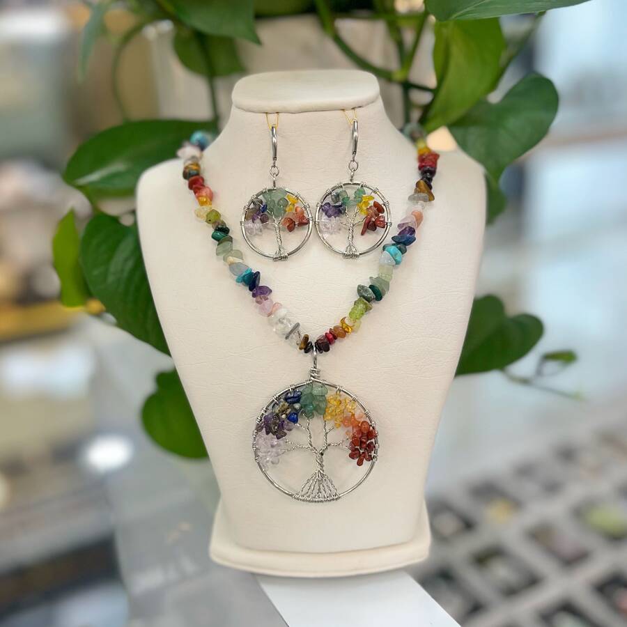 ست گردنبند و دستبند سی سنگ