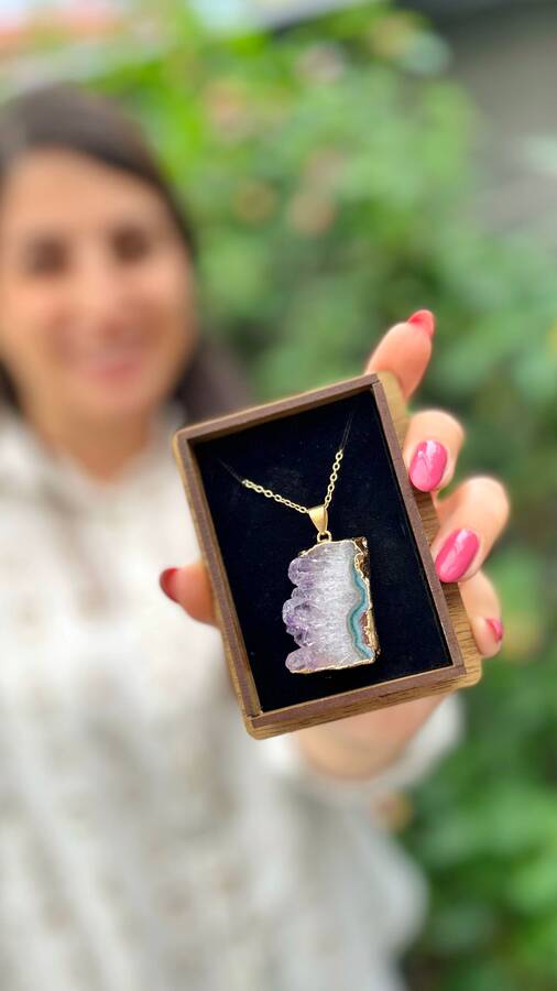 آویز های آمیتیست اسلایسی