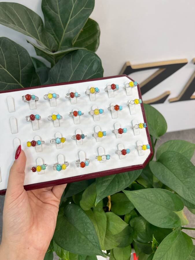 انگشترهای نقره سه سنگ