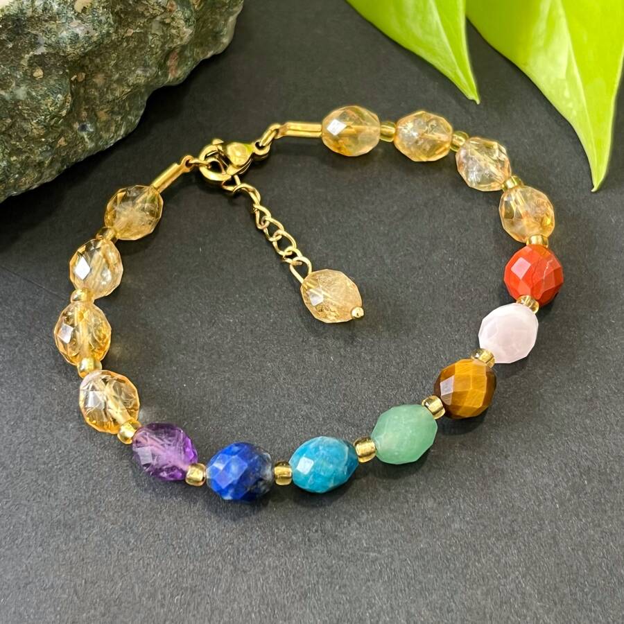 دستبند هفت چاکرا تراش جواهری 