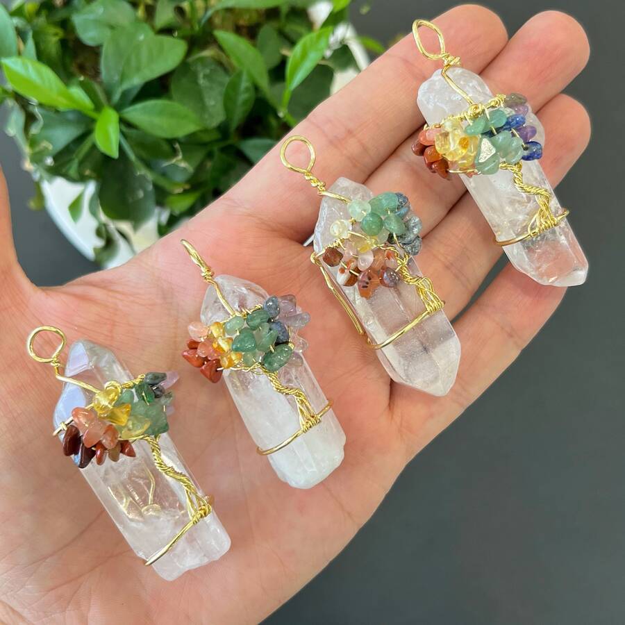 آویزهای منشور کوارتز با هفت چاکرا