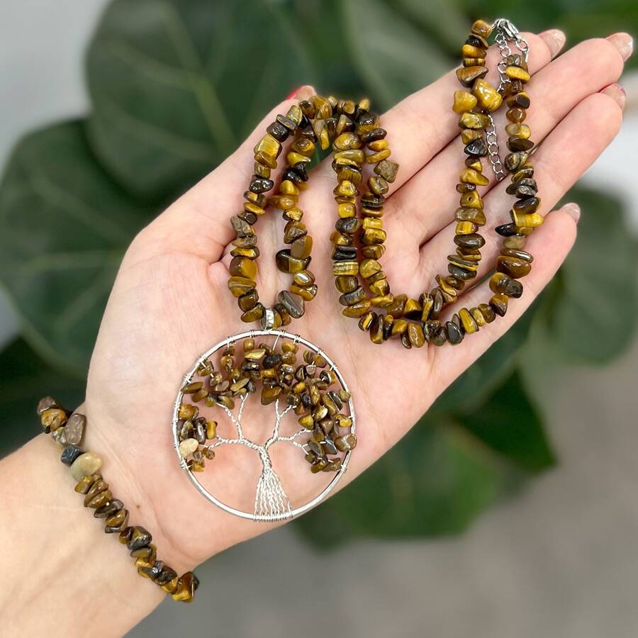 ست گردنبند و دستبند نا منظم چشم ببر