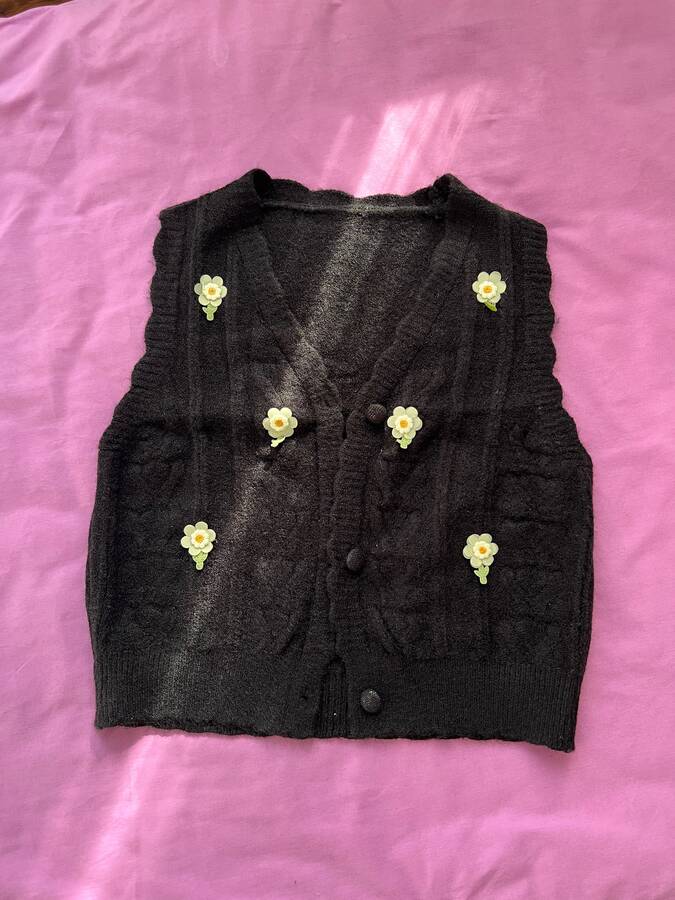 جلیقه بافت گل دار