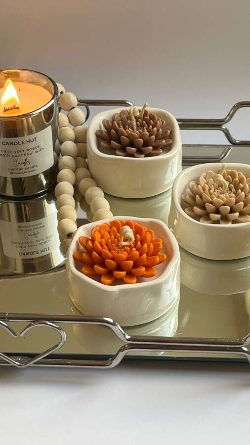 شمع داودی با طرف سرامیکی