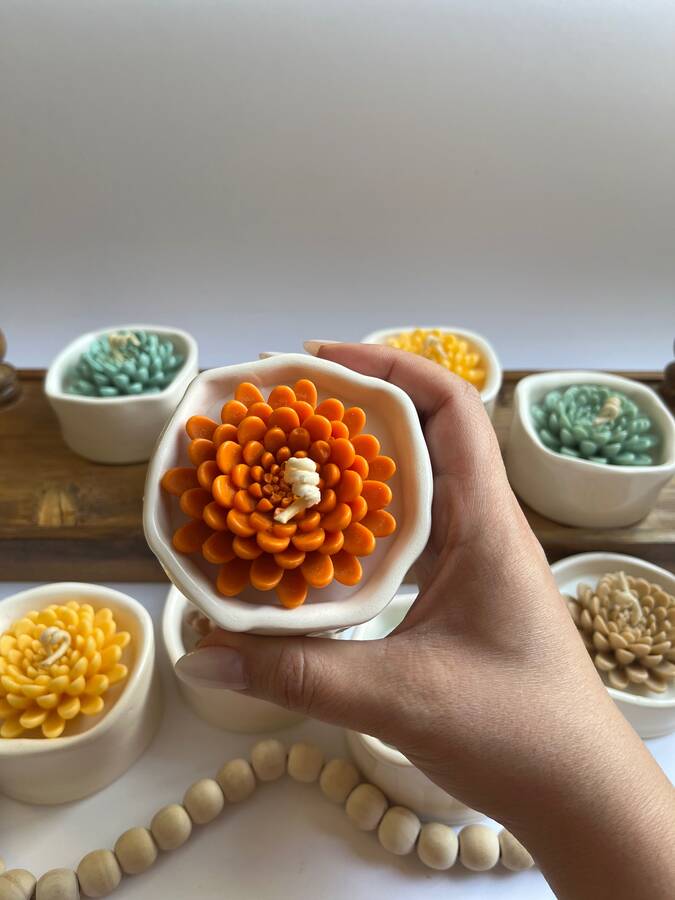 شمع داودی با طرف سرامیکی