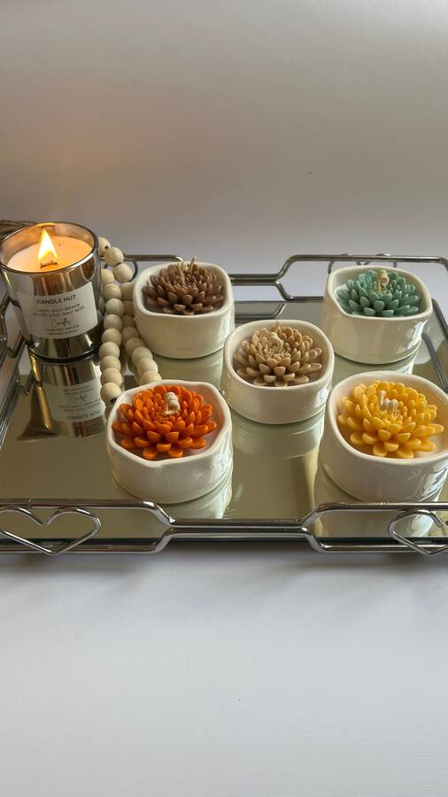 شمع داودی با طرف سرامیکی