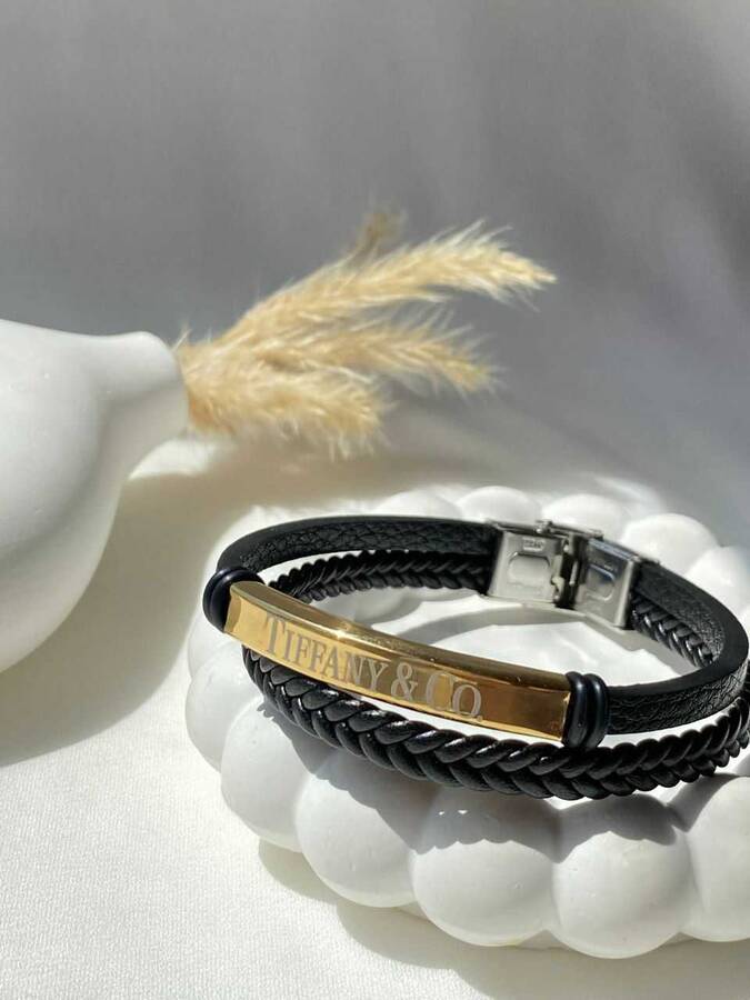 دستبند چرم با حک مارک