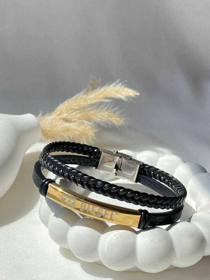 دستبند چرم با حک مارک