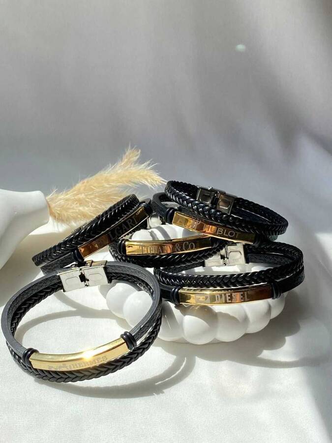 دستبند چرم با حک مارک