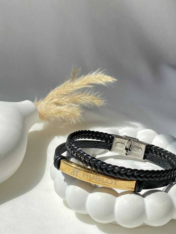 دستبند چرم با حک مارک