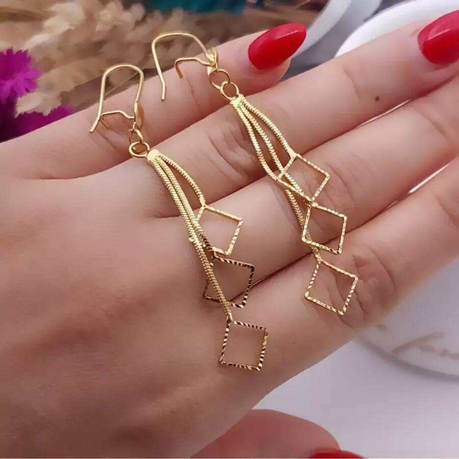گوشواره آویز دار طرح طلا