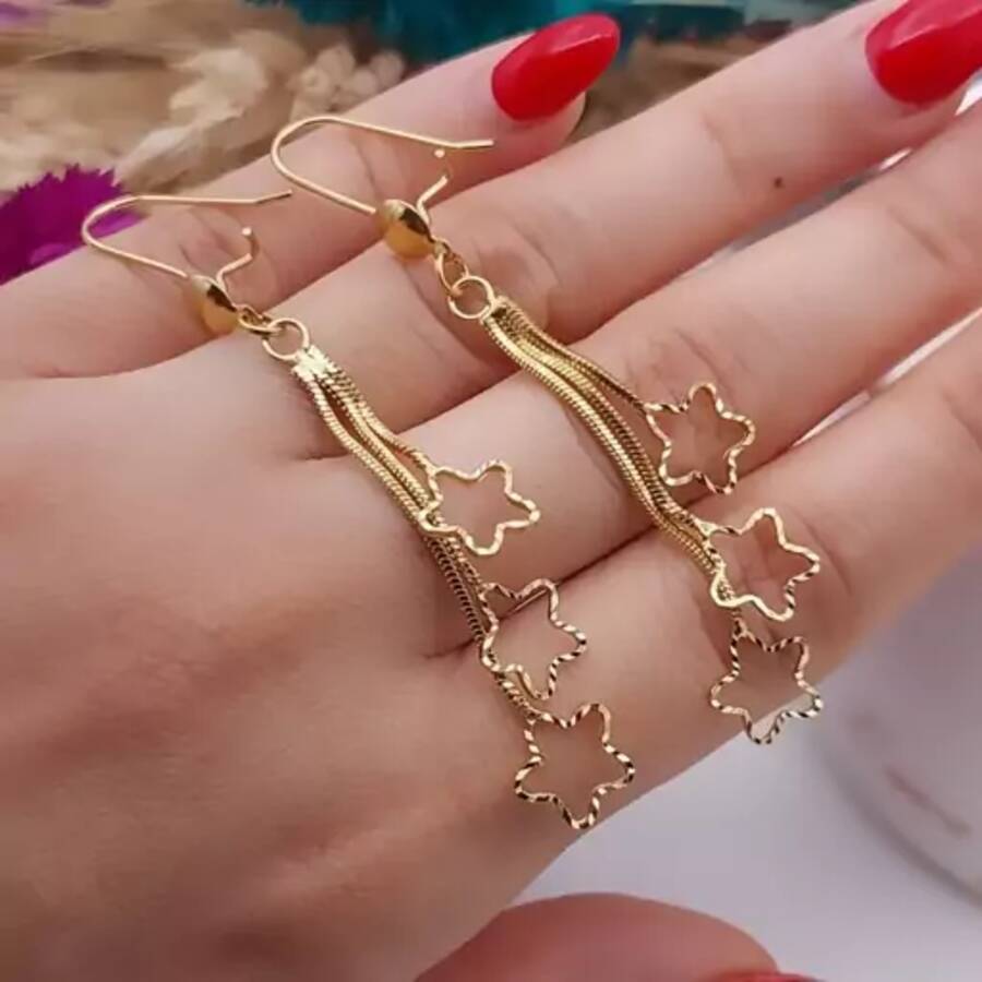 گوشواره آویز دار طرح طلا